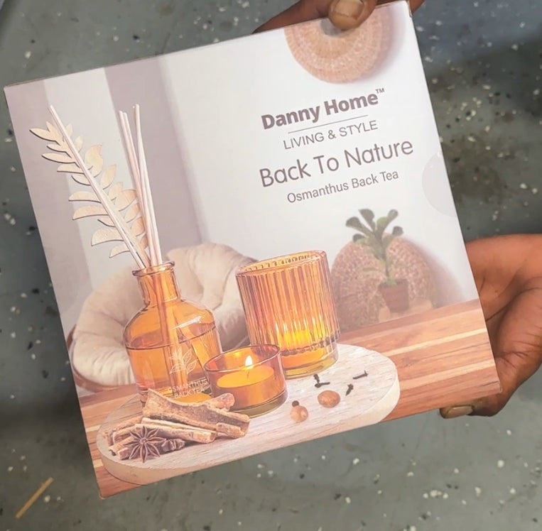 Danny Home Back To Nature Osmanthus Back Tea Candle and Reed Diffuser Set for Home Fragrance