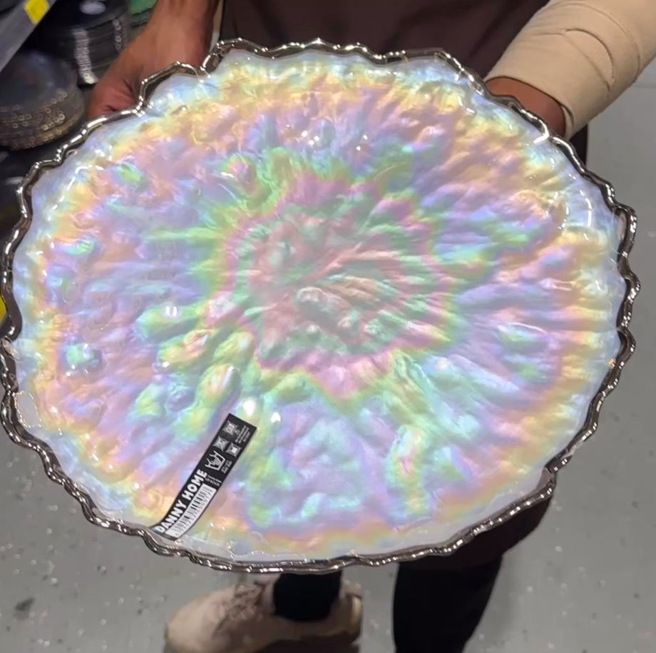 Iridescent Pearl Serving Plate — Large